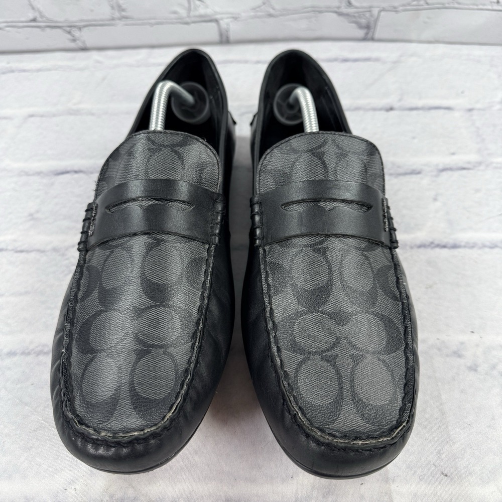 Coach Mens Mott Driver Sig FG2983 Black Slip On Casual Loafer Shoes Size 12D - Picture 5 of 12